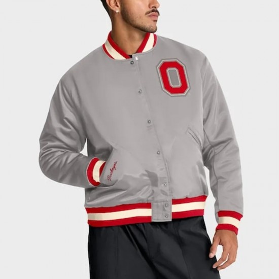 Ohio State Buckeyes Legacy Gray Bomber Jacket Ohio State Buckeyes Legacy Gray Bomber Jacket