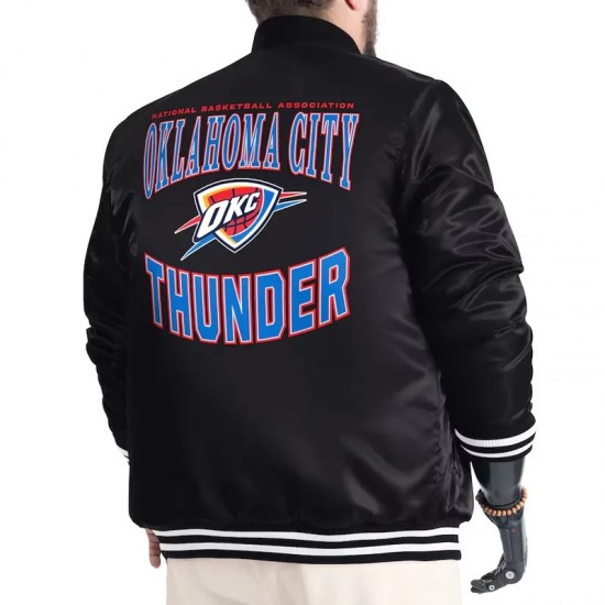 Oklahoma City Thunder Adaptive Bold Logo Varsity Satin Jacket