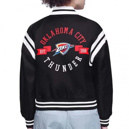 Oklahoma City Thunder Printed Logo Varsity Satin Jacket Oklahoma City Thunder Printed Logo Varsity Satin Jacket