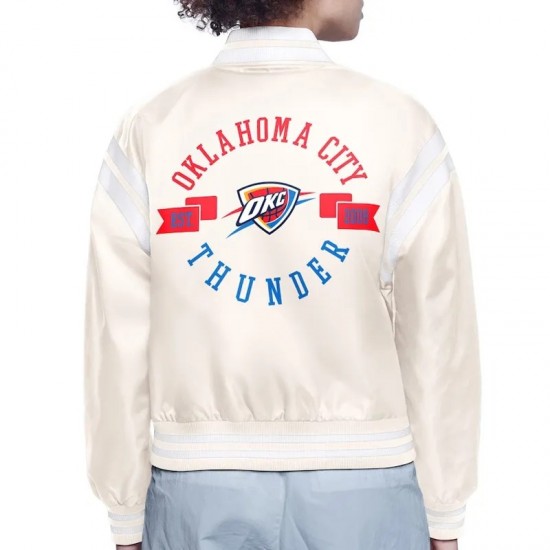 Oklahoma City Thunder Printed Logo Varsity Satin Jacket Oklahoma City Thunder Printed Logo Varsity Satin Jacket