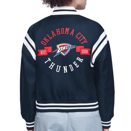 Oklahoma City Thunder Printed Logo Varsity Satin Jacket Oklahoma City Thunder Printed Logo Varsity Satin Jacket
