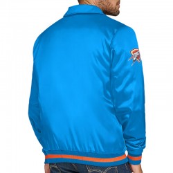 Oklahoma City Thunder Stitch Applique Blue Satin Jacket