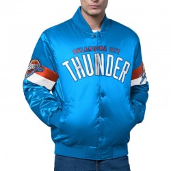 Oklahoma City Thunder Triple Option Varsity Satin Jacket