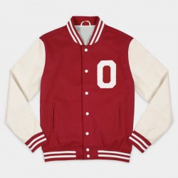 Oklahoma Sooners Crimson and Off White Varsity Jacket