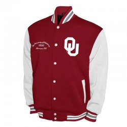 Oklahoma Sooners Fleece Crimson and White Varsity Jacket
