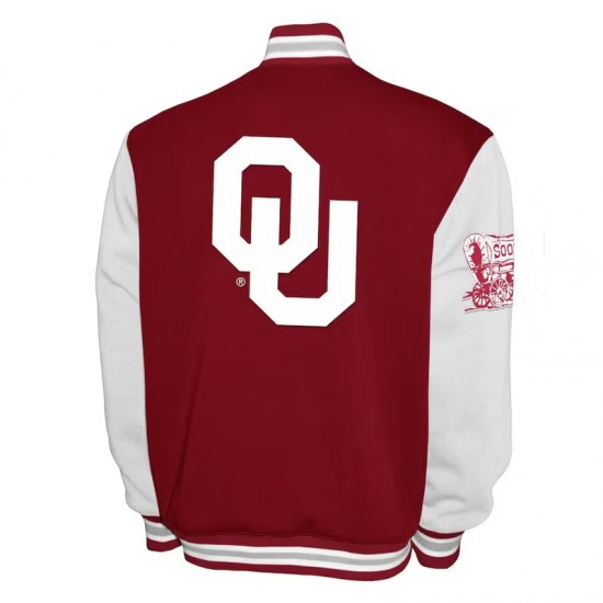 Oklahoma Sooners Fleece Crimson and White Varsity Jacket