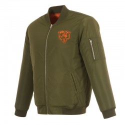 Olive/Orange Chicago Bears Full-Zip Reversible Bomber Jacket