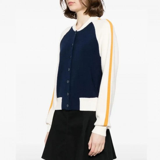 Olympo S01 Amaia Olaberria Bomber Fleece Navy and White Jacket Olympo S01 Amaia Olaberria Bomber Fleece Navy and White Jacket