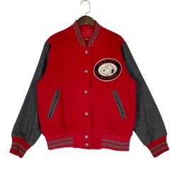 Peanuts Snoopy 90’s Red and Charcoal Varsity Wool Jacket