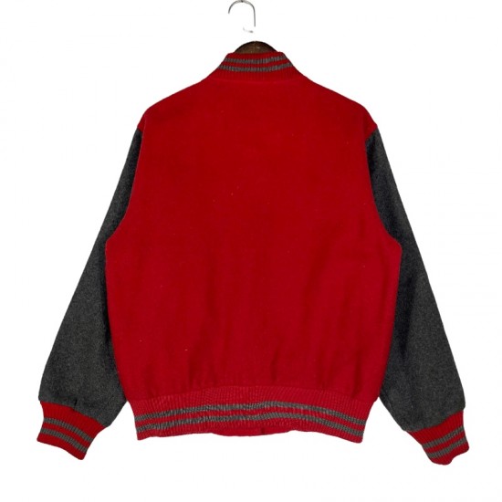 Peanuts Snoopy 90’s Red and Charcoal Varsity Wool Jacket Peanuts Snoopy 90’s Red and Charcoal Varsity Wool Jacket