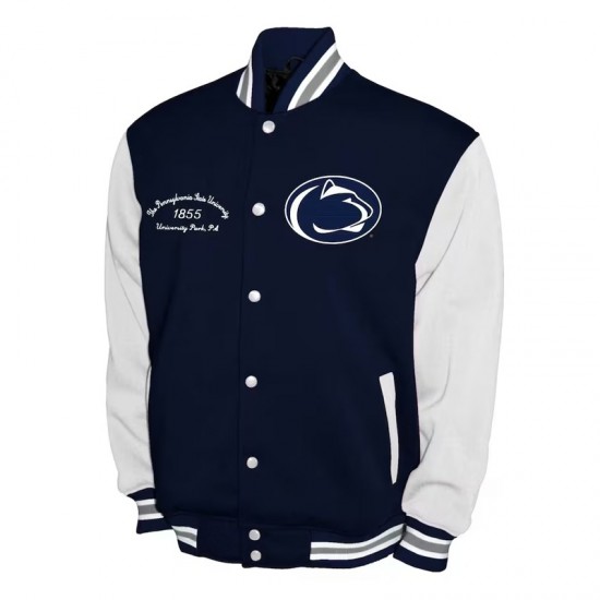 Penn State Nittany Lions Fleece Navy and White Varsity Jacket