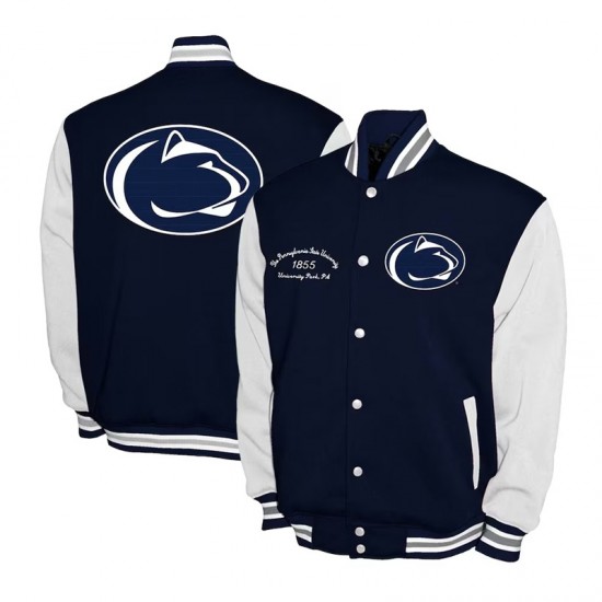 Penn State Nittany Lions Fleece Navy and White Varsity Jacket