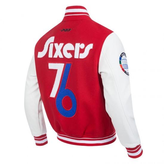 Philadelphia 76ers 2024/25 City Edition Chenille Red Varsity Jacket Philadelphia 76ers 2024/25 City Edition Chenille Red Varsity Jacket