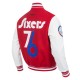 Philadelphia 76ers 2024/25 City Edition Chenille Red Varsity Jacket Philadelphia 76ers 2024/25 City Edition Chenille Red Varsity Jacket