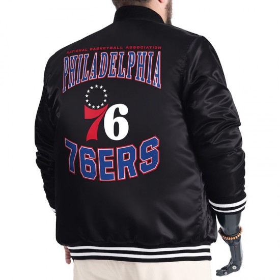 Philadelphia 76ers Adaptive Bold Logo Varsity Satin Jacket