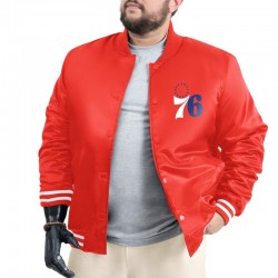 Philadelphia 76ers Adaptive Bold Logo Varsity Satin Jacket