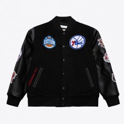 Philadelphia 76ers Black Out Team Logo Varsity Jacket