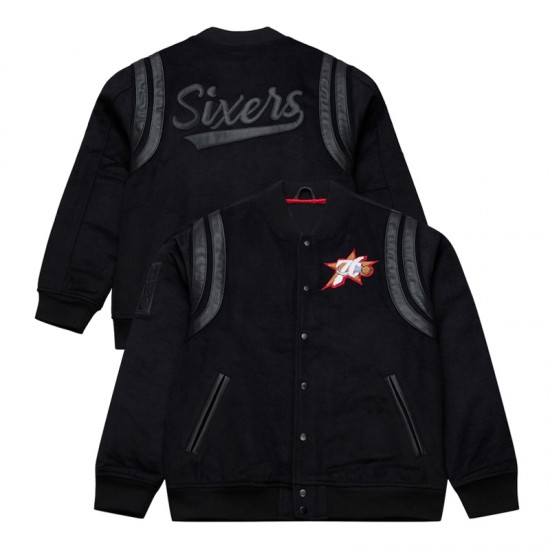 Philadelphia 76ers Nights Walk The Tunnel Black Varsity Jacket