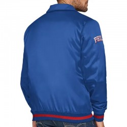 Philadelphia 76ers Stitch Applique Royal Satin Jacket Philadelphia 76ers Stitch Applique Royal Satin Jacket