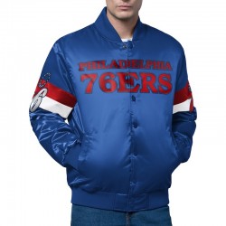 Philadelphia 76ers Triple Option Varsity Satin Jacket