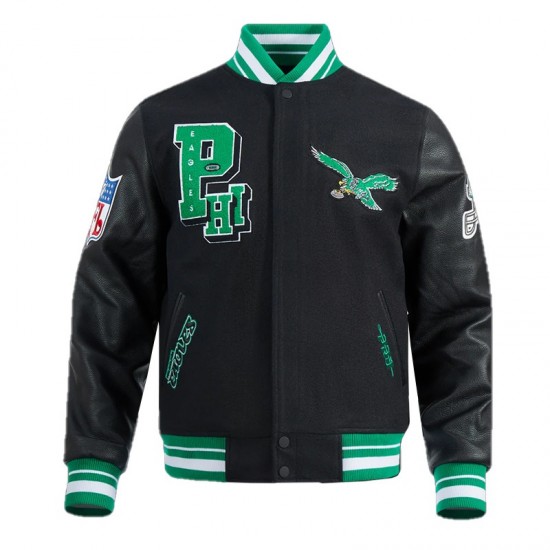 Philadelphia Eagles Best of Classic Rib Varsity Jacket Philadelphia Eagles Best of Classic Rib Varsity Jacket