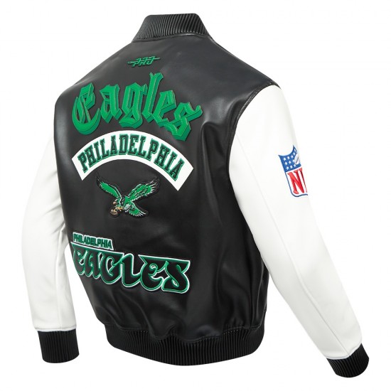 Philadelphia Eagles Best Of Men's Leather Varsity Jacket Black/White