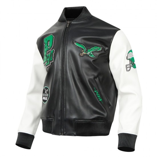 Philadelphia Eagles Best Of Men's Leather Varsity Jacket Black/White