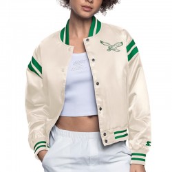 Philadelphia Eagles Cream Full Count Satin Jacket Philadelphia Eagles Cream Full Count Satin Jacket