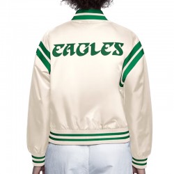 Philadelphia Eagles Cream Full Count Satin Jacket Philadelphia Eagles Cream Full Count Satin Jacket