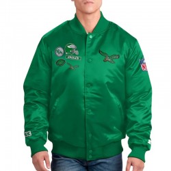 Philadelphia Eagles Exclusive Kelly Green Varsity Satin Jacket Philadelphia Eagles Exclusive Kelly Green Varsity Satin Jacket