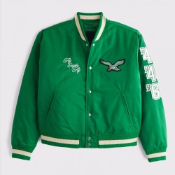 Philadelphia Eagles Green Varsity Bomber Satin Jacket Philadelphia Eagles Green Varsity Bomber Satin Jacket