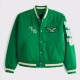 Philadelphia Eagles Green Varsity Bomber Satin Jacket Philadelphia Eagles Green Varsity Bomber Satin Jacket
