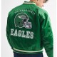 Philadelphia Eagles Green Varsity Bomber Satin Jacket Philadelphia Eagles Green Varsity Bomber Satin Jacket