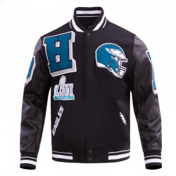 Philadelphia Eagles Mashup Rib Varsity Wool/Leather Jacket Philadelphia Eagles Mashup Rib Varsity Wool/Leather Jacket