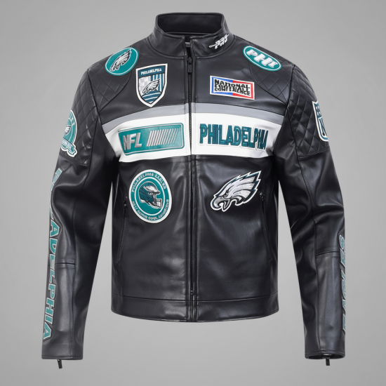 Philadelphia Eagles Men's Black/White Moto Jacket