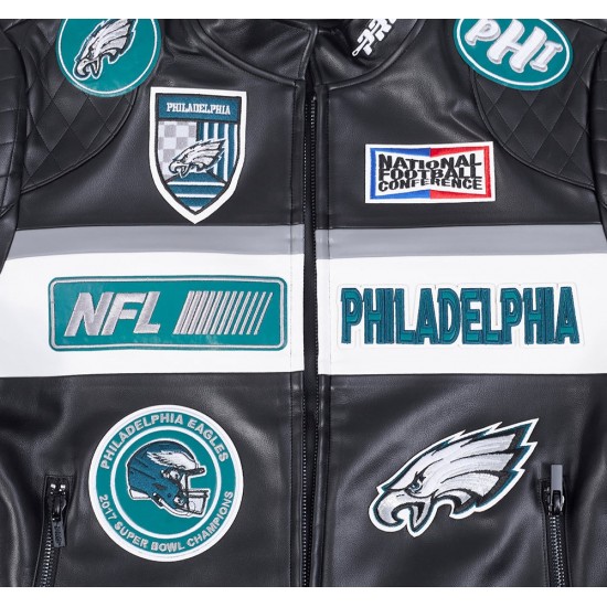Philadelphia Eagles Men's Black/White Moto Jacket