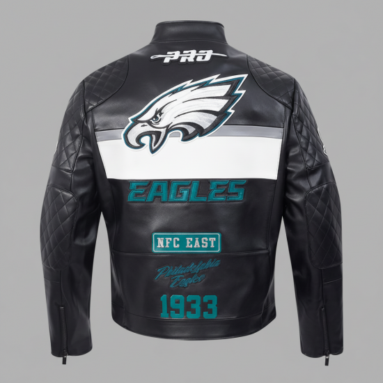 Philadelphia Eagles Men's Black/White Moto Jacket
