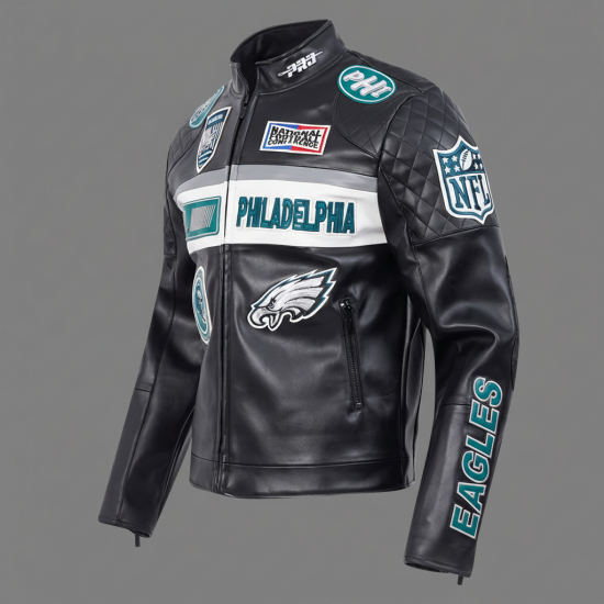Philadelphia Eagles Men's Black/White Moto Jacket