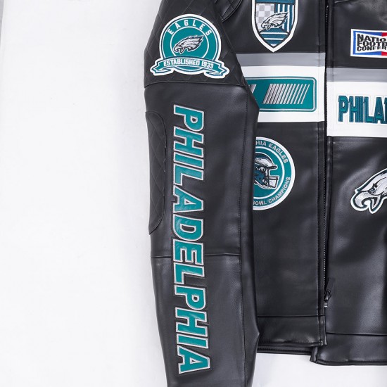Philadelphia Eagles Men's Black/White Moto Jacket