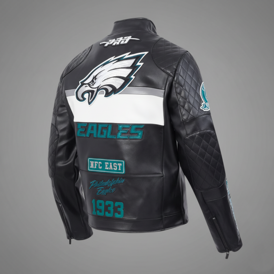 Philadelphia Eagles Men's Black/White Moto Jacket