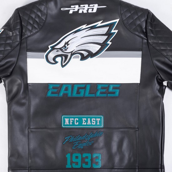 Philadelphia Eagles Men's Black/White Moto Jacket