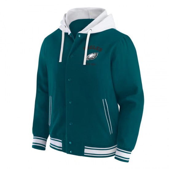 Philadelphia Eagles Midnight Green Cotton Hooded Jacket Philadelphia Eagles Midnight Green Cotton Hooded Jacket