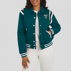 Philadelphia Eagles Midnight Green Lightweight Varsity Satin Jacket