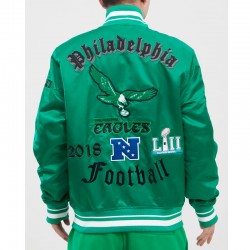 Philadelphia Eagles Old English Classic Rib Satin Jacket