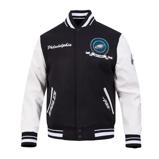 Philadelphia Eagles Team Badge Classic Rib Varsity Jacket Philadelphia Eagles Team Badge Classic Rib Varsity Jacket