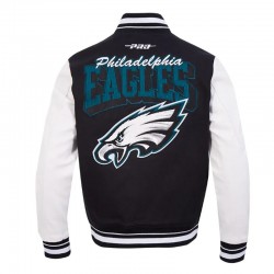 Philadelphia Eagles Team Badge Classic Rib Varsity Jacket Philadelphia Eagles Team Badge Classic Rib Varsity Jacket