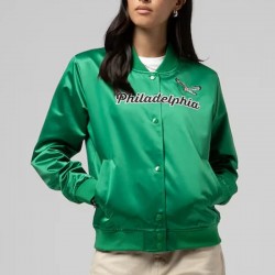 Philadelphia Eagles Throwback Graphics Kelly Green Satin Jacket