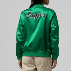 Philadelphia Eagles Throwback Graphics Kelly Green Satin Jacket