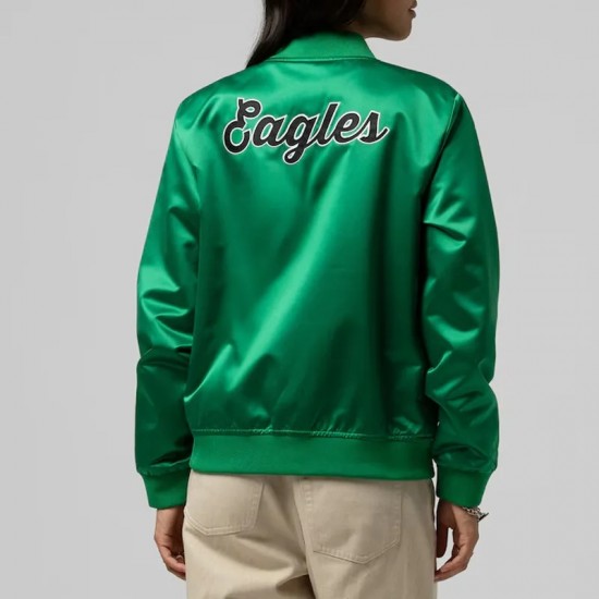 Philadelphia Eagles Throwback Graphics Kelly Green Satin Jacket