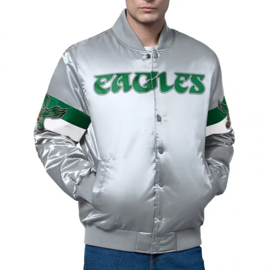 Philadelphia Eagles Triple Option Varsity Satin Jacket